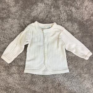 Vintage Ribbed Newborn Shirt Button Cotton Cardigan Dundee Natural Baby Boy Girl